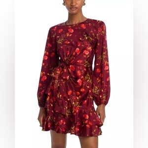 Cinq ‘a Sept Alice Floral Long Sleeves Satin Dress.NWOT,Sz : 8 (M)